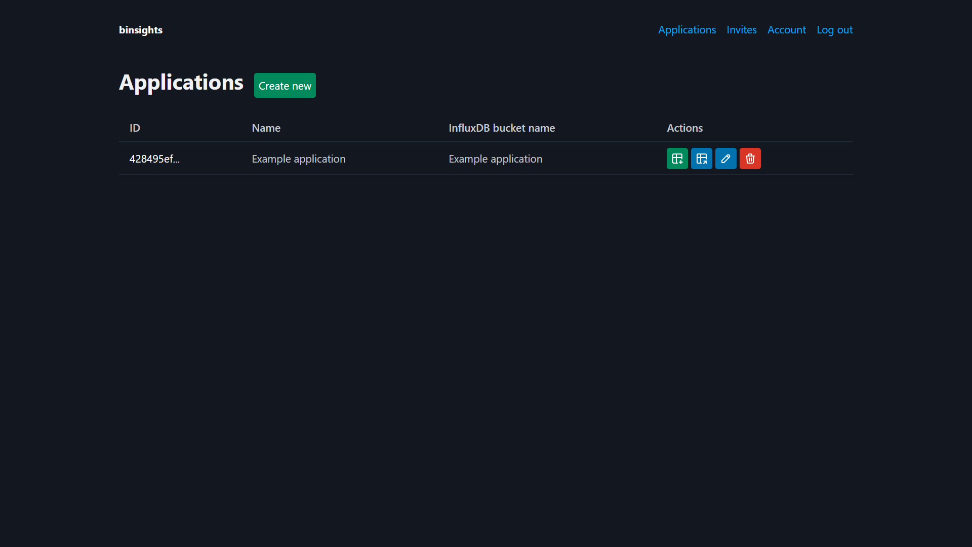 A screenshot of binsights