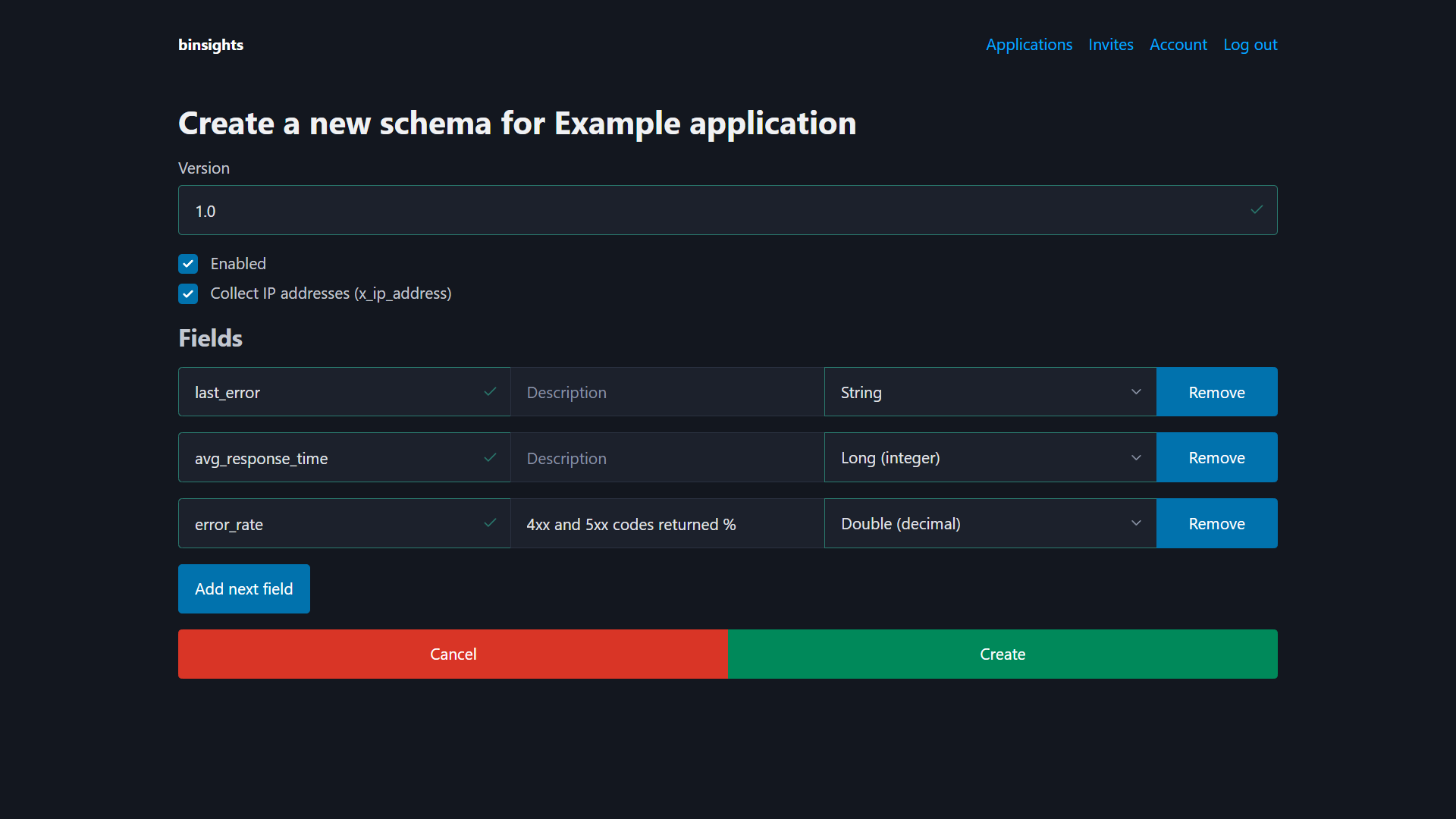 A screenshot of binsights