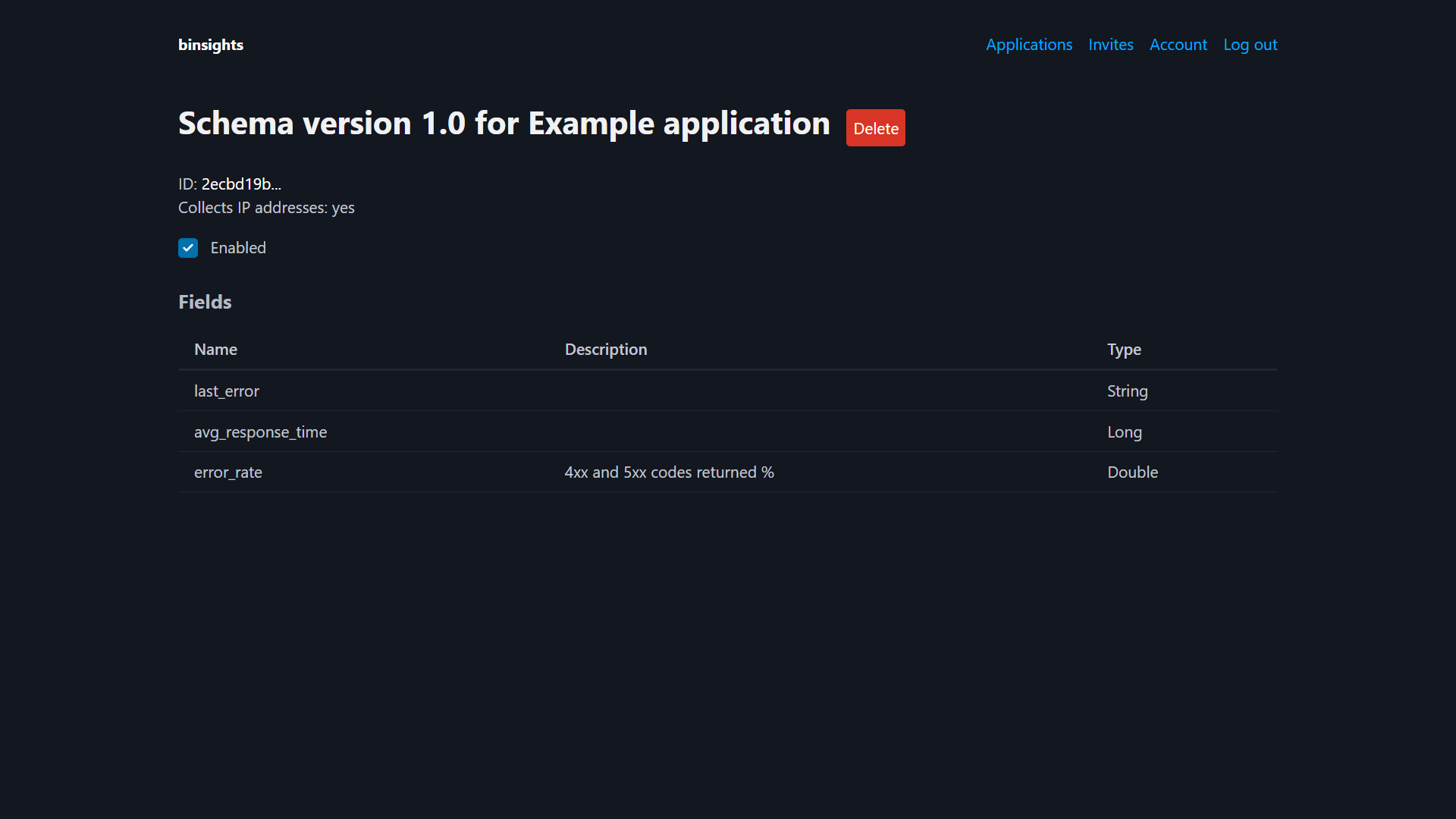 A screenshot of binsights