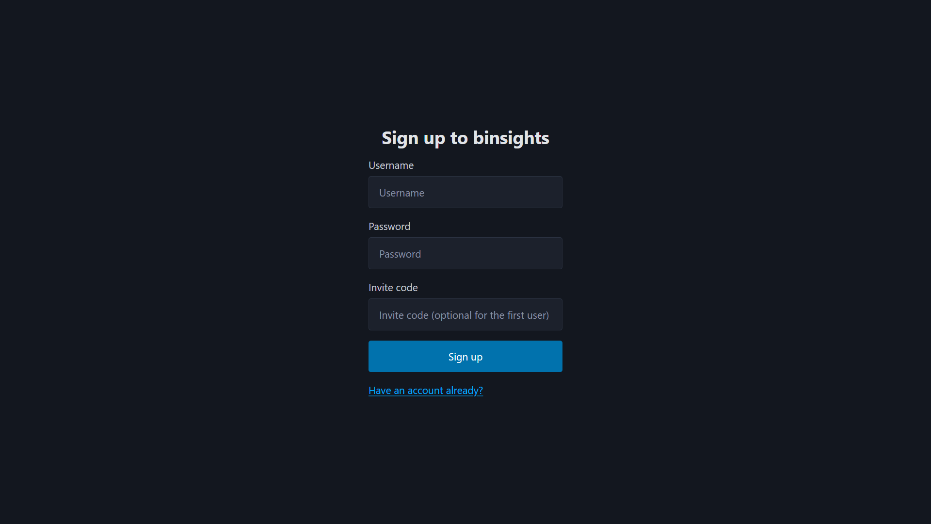 A screenshot of binsights