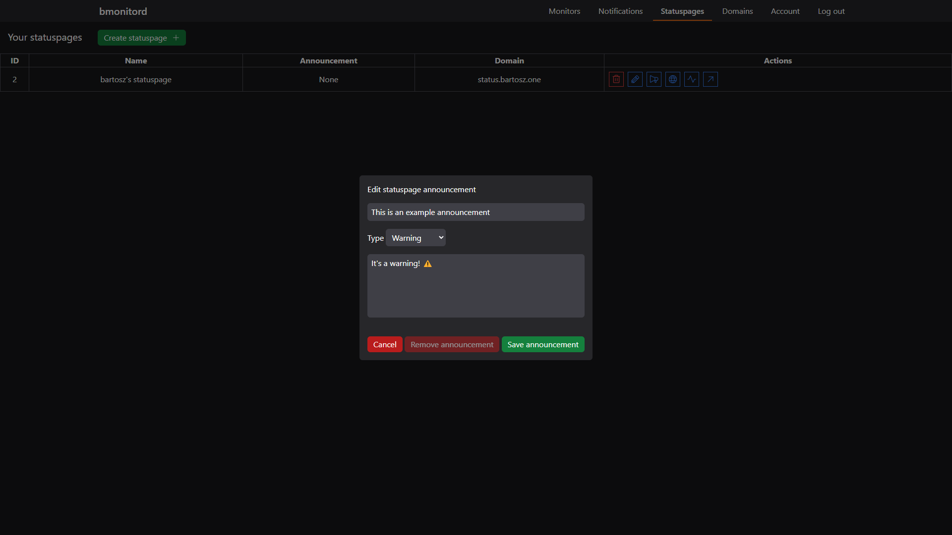 A screenshot of bmonitord